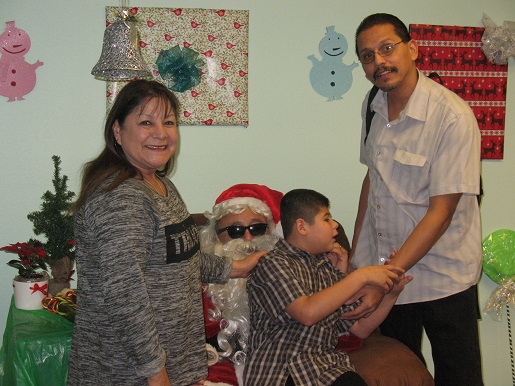 Blind Santa and a family